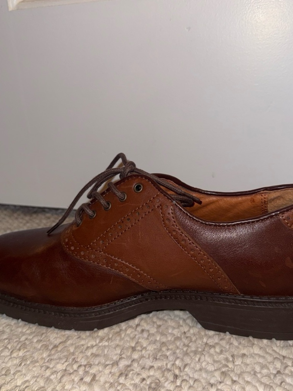 Men's Brown Leather Oxford Dress Shoes - Picture 5 of 7